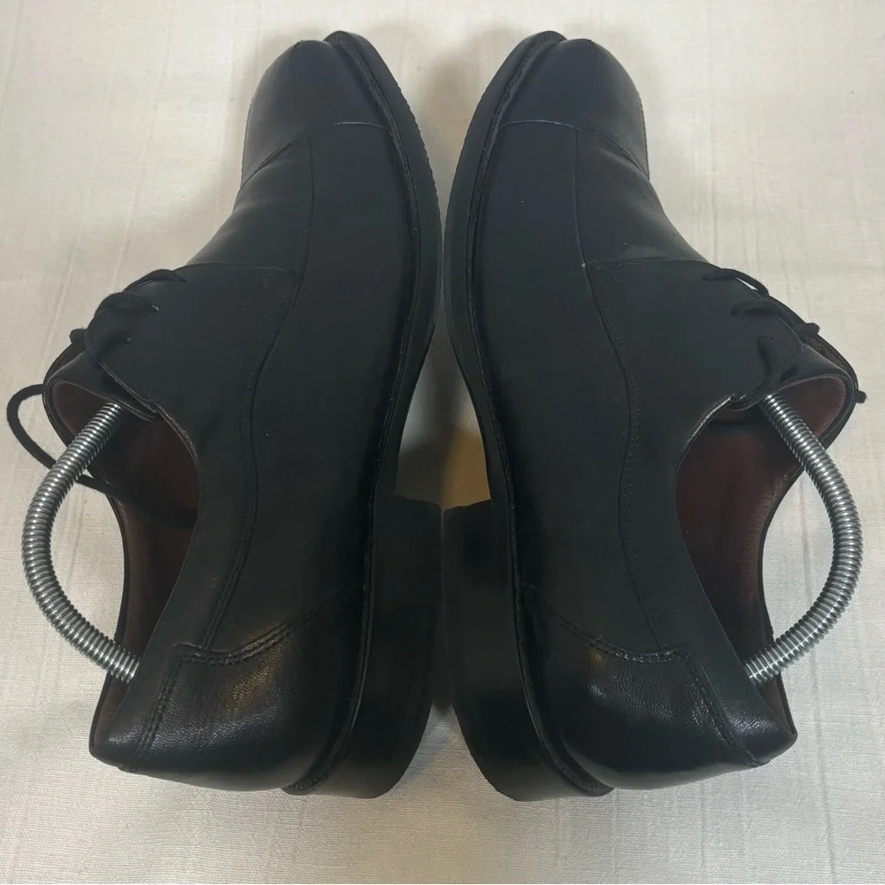 Johnston & Murphy Dobson Cap-Toe Leather Oxford Shoes-Black-Men Size 10.5